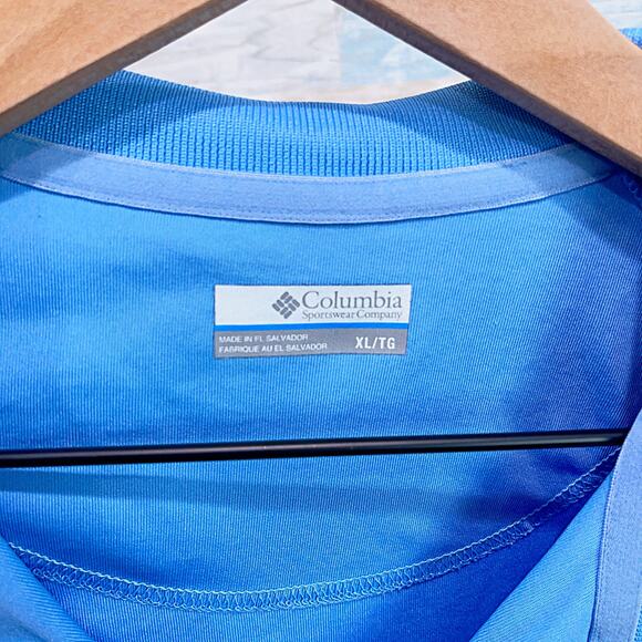 Columbia PFG Golf Tech Polo Shirt Blue Short Sleeve Casual Fishing Mens XL - Picture 6 of 7